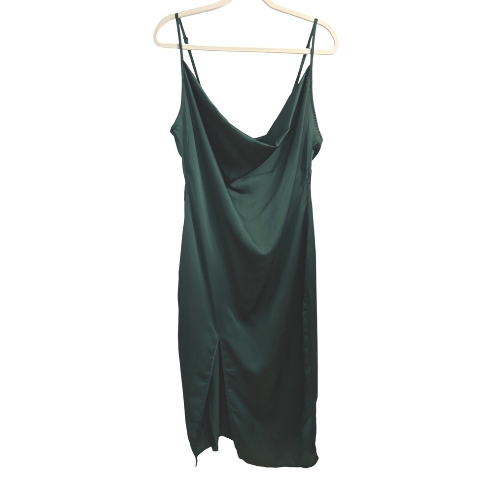 PrettyLittleThing Emerald Green Bohemian Slip Cocktail Bohemian Party Dress, 10